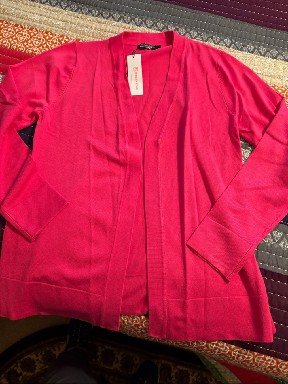 Urban Coco Hot Pink Open-Front Cardigan Sweater
